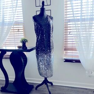 NWT-Medium-Black and Silver Ombré Sequins dress